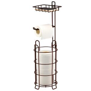 Chrome iDesign Axis Free Standing Toilet Paper Holder and Newspaper and Magazine Rack for Bathroom 